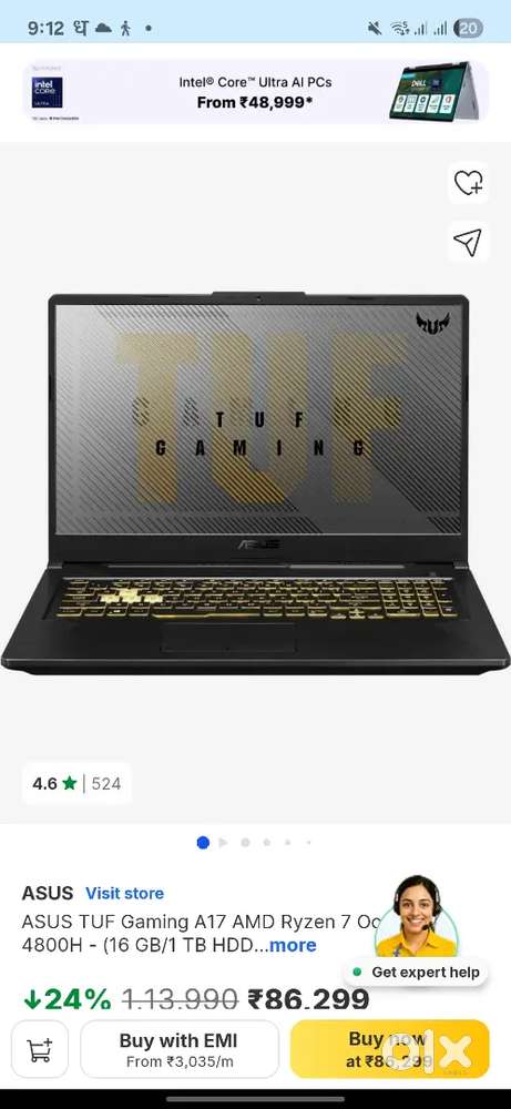 Asus TUF A17 RTX 3050 gaming laptop