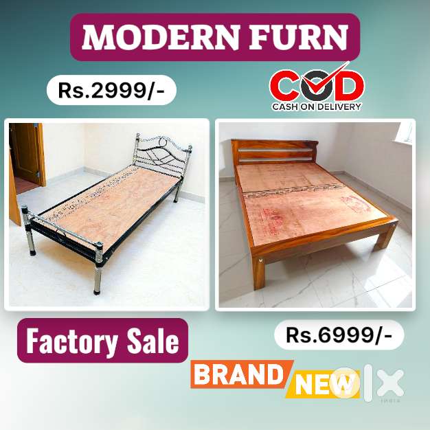Wooden Cot Sale New Single Double Steel Cot #552