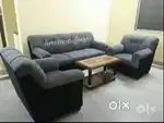 Bambardier 3+1+1 grey and black couch