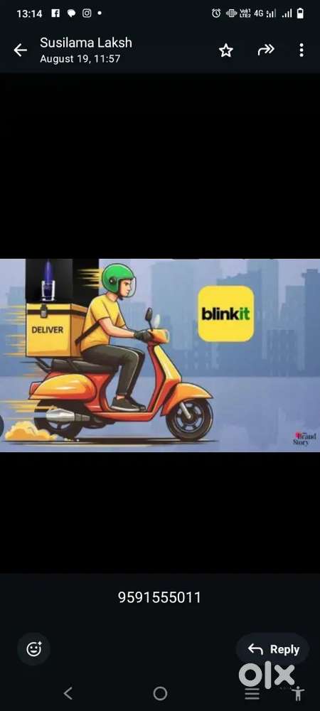 Hiring for noida blinkit delivery boy job