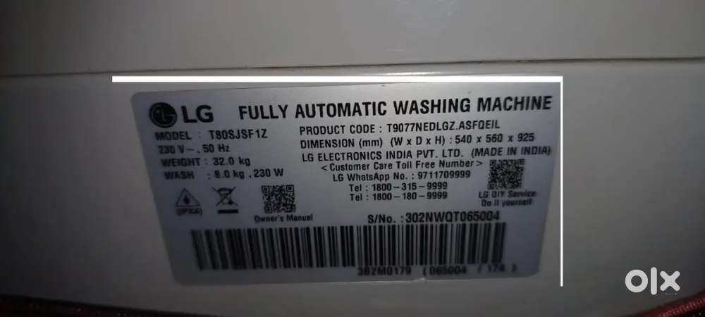 LG 8 KG Top load working condition Good