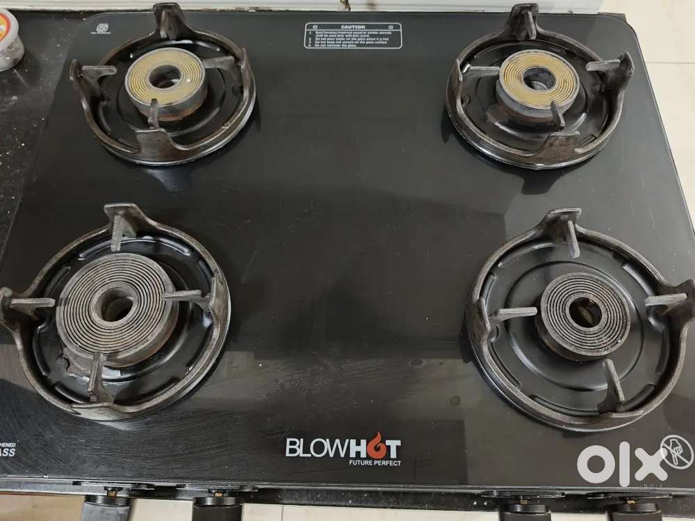 Blow hot modern glass top Sapphire model stove 4 brass burners