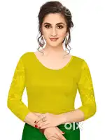 Round Neck Cotton LycraStretchable Blouse for Women
