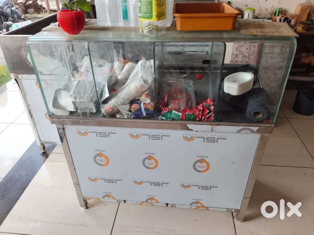 Samosa ,kachori display counter and 2 burner bhatti gas stove
