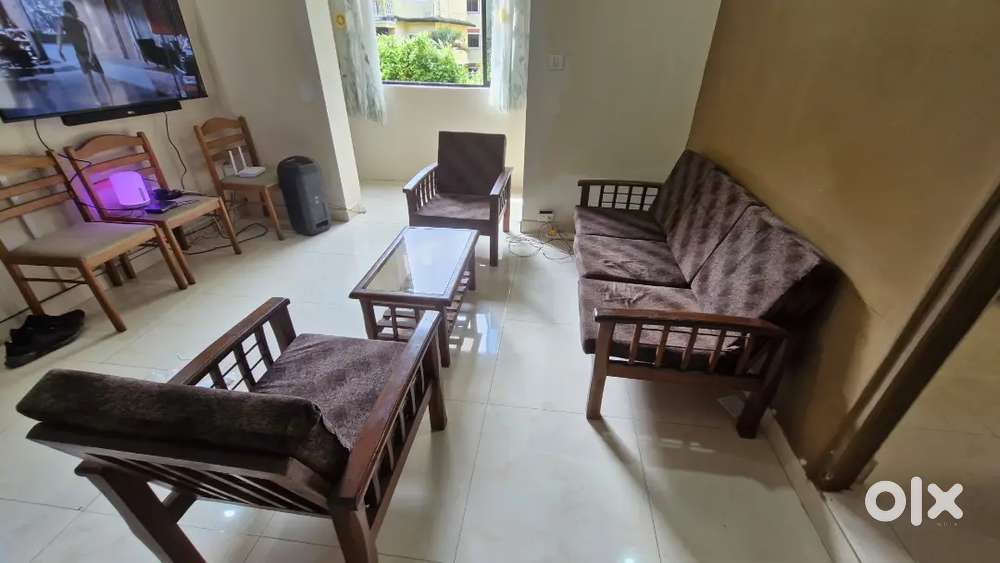 3 piece solid wood sofa set and coffee table