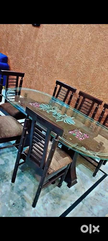 8 seater Sofa set with centre table, 6seater Dining table, Double Bed