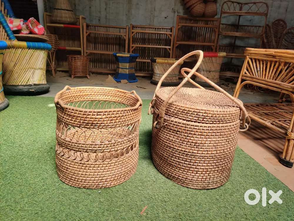 Cane storage basket cane laundry basket cane basket wall decor stool