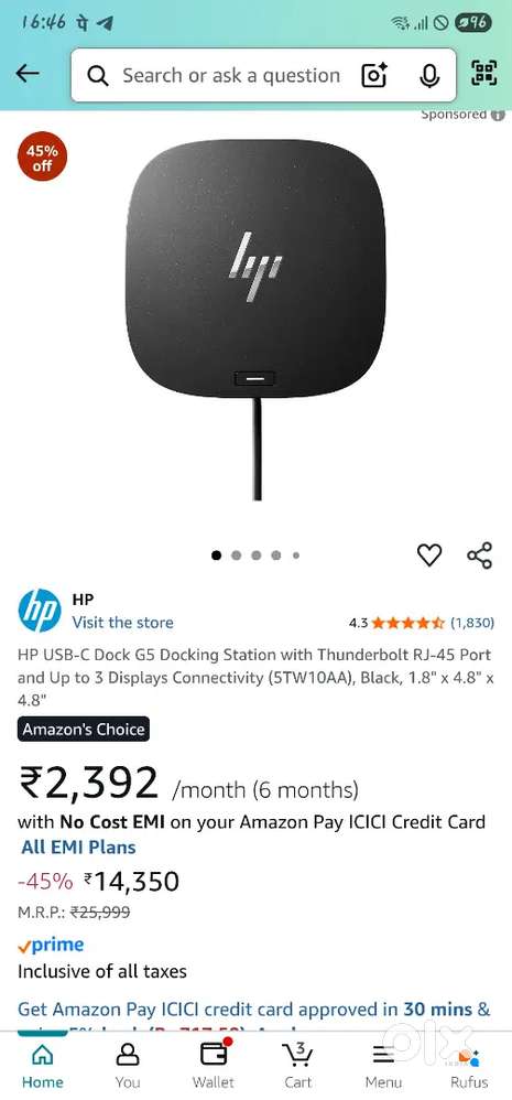 Hp docking stetion , logitech keyboard , 150w hp charger