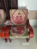Wooden sofa with cover, single bed
