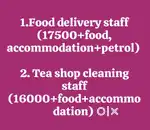 Food delivery staff & Cleaning staff