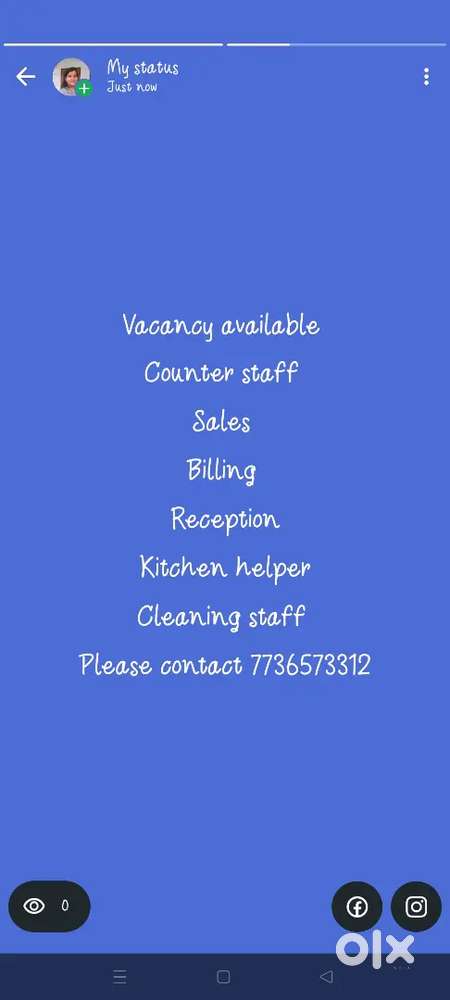 Billing staff kitchen helper sales reception staff
