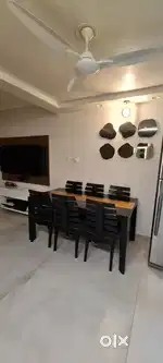 Dining table wooden 6 chair black and gray