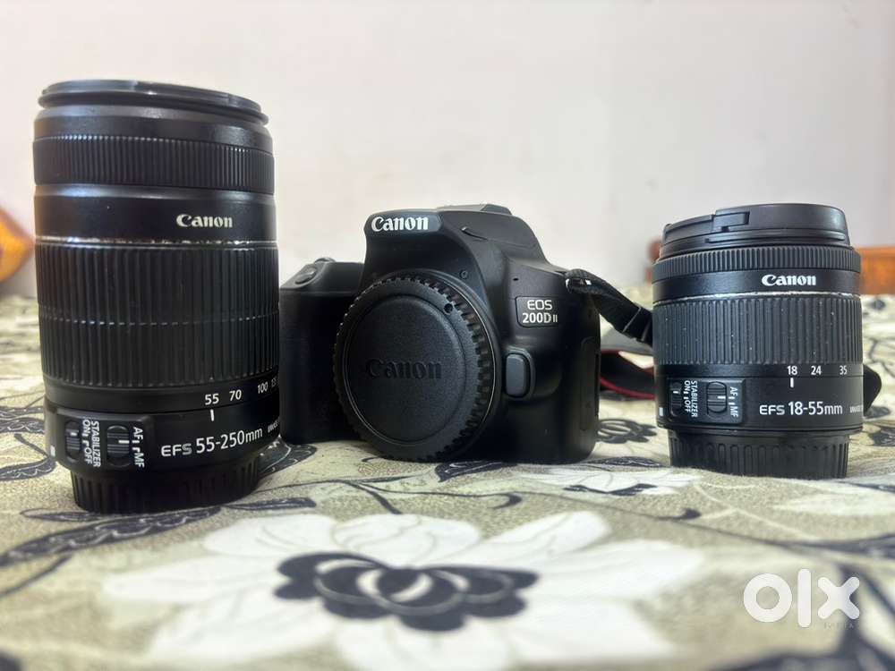 Canon 200d mark ii with 18-55mm kit lens,55-250mm zoom lens,50mm 1.8 .