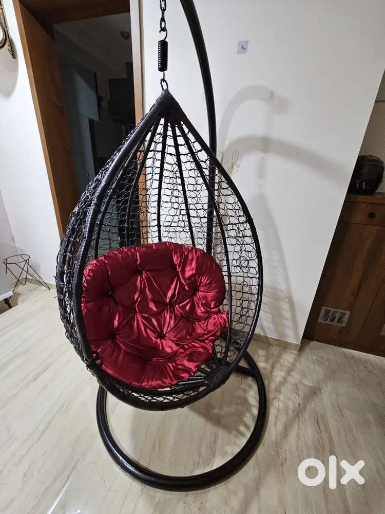 Swing Chair Black Egg Shaped Basket  with Cushion for sale.
