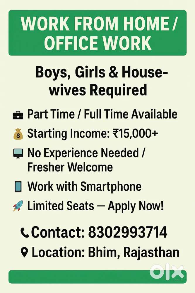 Work Opportunity for Students, Housewives & Job Seekers