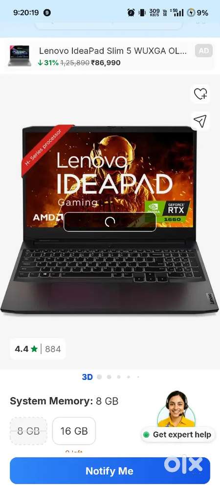 Lenovo IdeaPad Gaming 3 Laptop with 6 month Onsite premium warranty