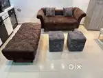 Sofa Set with 2 Poufs