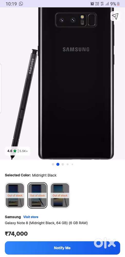 Samsang note 8 8gb ram with s pencil