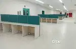 Used Office workstation. Office floor mat. Glass partition work