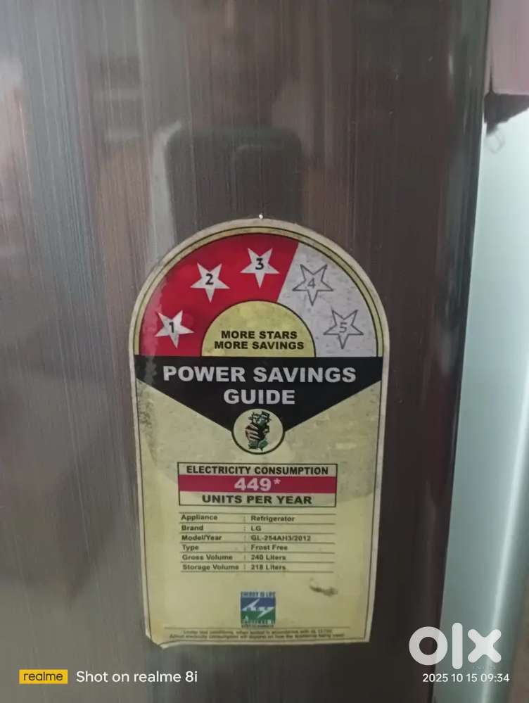 LG Fridge storage 218 Liters
