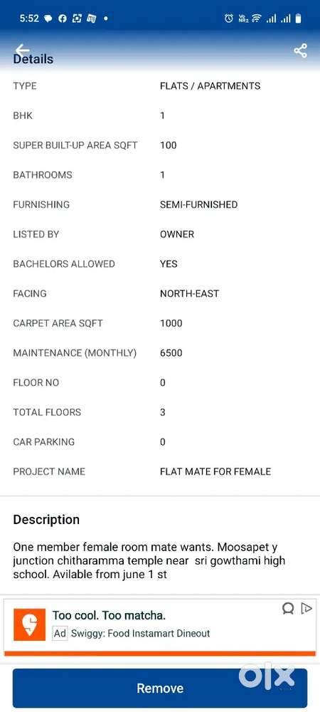 urjent Female room mate wants  not for boys