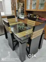 DINING TABLE WITH GLASS 4 SEATERS PREMIUM QUALITY AT STARF FURNITURE