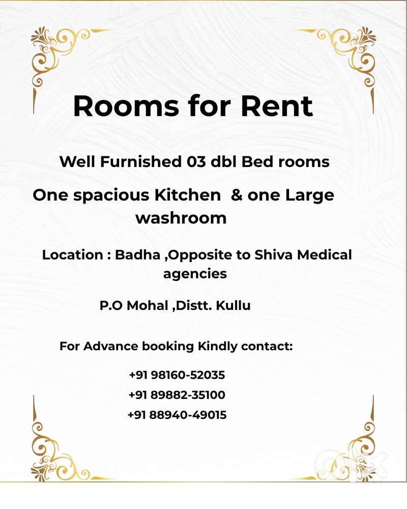 ROOMS FOR RENT AT BADHA ( KULLU)