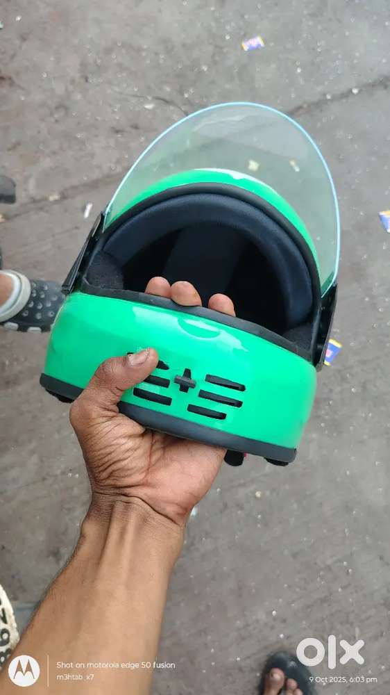 Brand new style green helmet with modern design and comfortable