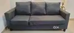Stylish Blue 3-Seater Sofa with Ottoman