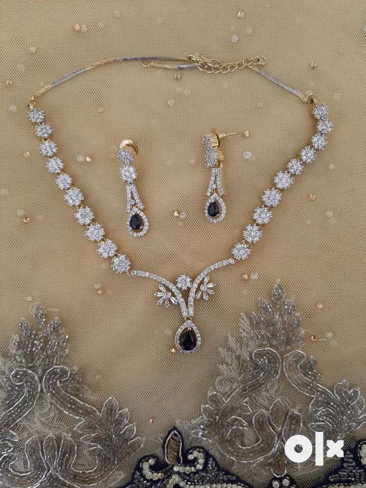 Blue and gold American diamond set from glamour(vashi)hu