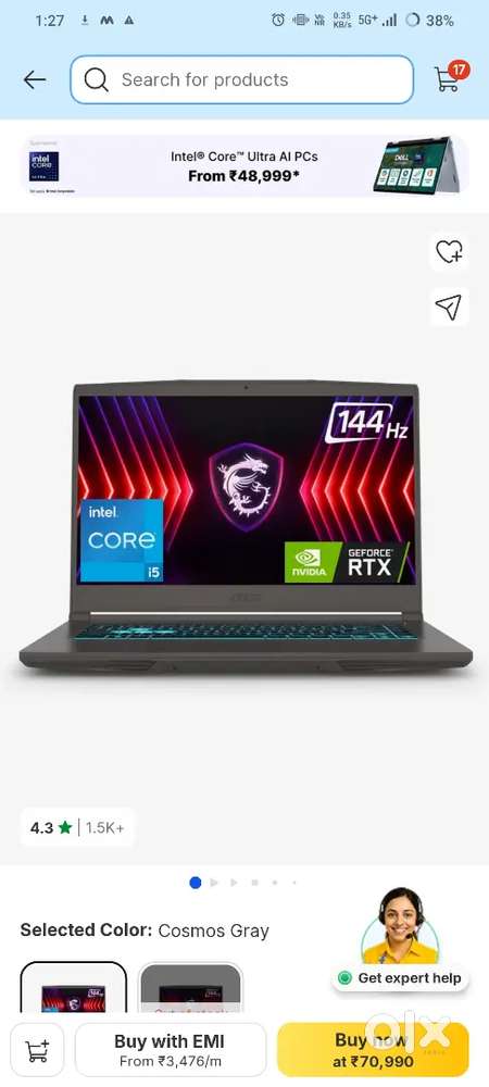 MSI gaming laptop for sale!! 1 one year old
