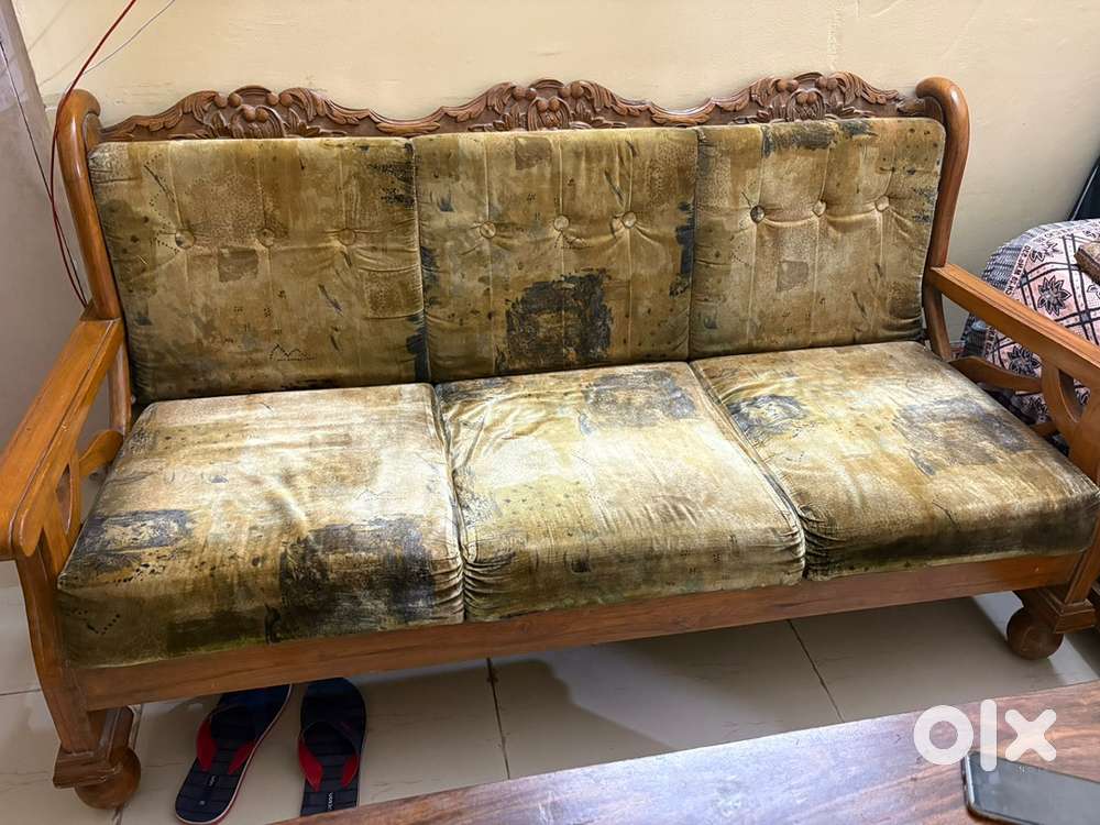 Durable 5-Seater Teak Wood Sofa (3+1+1) Available