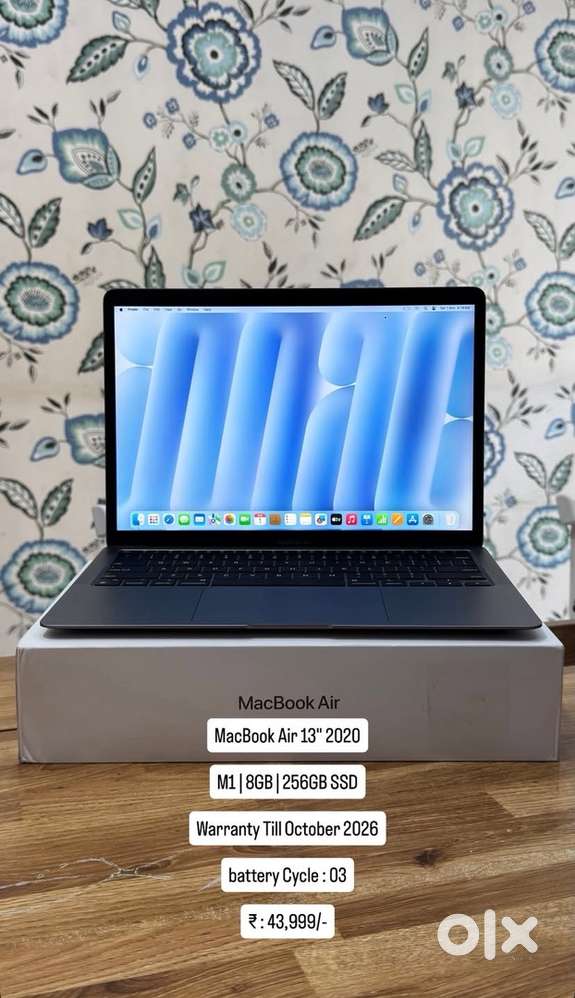 Macbook air 2020 8/256 warranty till oct 2026 battery cycle 3
