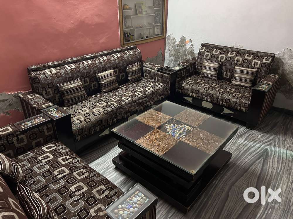 7 seater sofa + Square glass Table