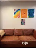 Sofa, mid-size coffee table and arm chair for sale
