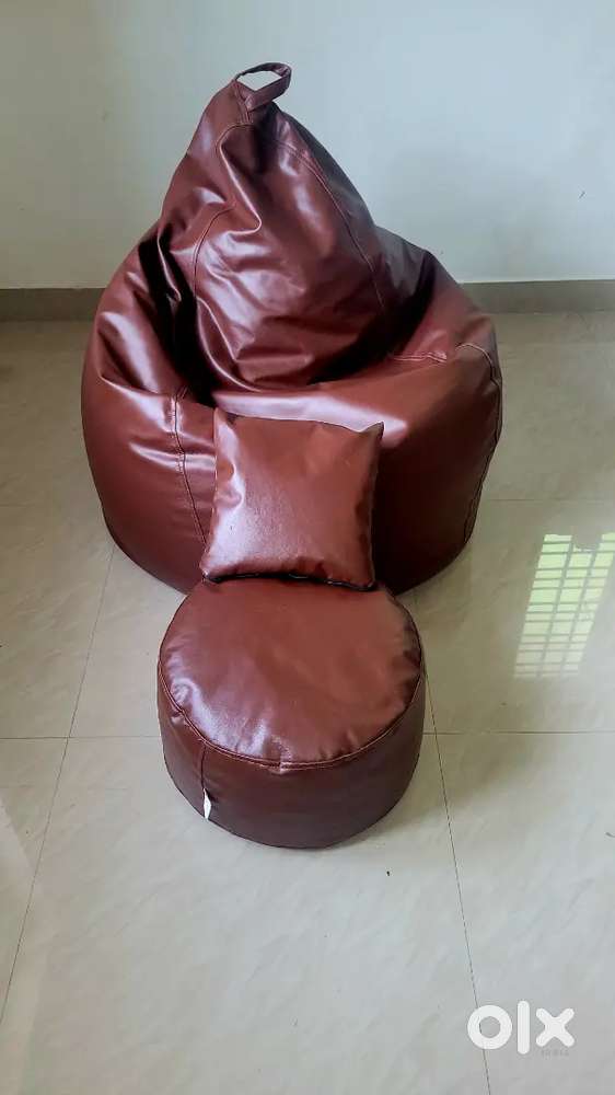 Bean Bag Cushion and Footrest Filled with Beans