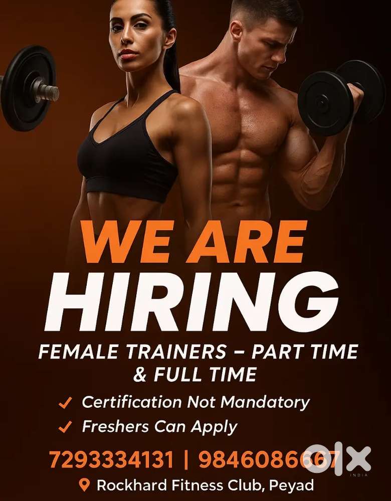 WE ARE
HIRING
FEMALE TRAINERS - PART TIME
& FULL TIME