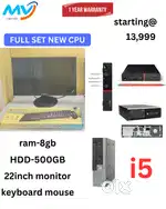 Full Set  CPU - Branded  Ram - 8GB DDR3  Hard disk - 500GB  Keyboard M