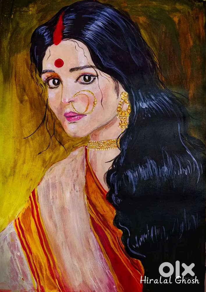 Traditional Bengali woman painting