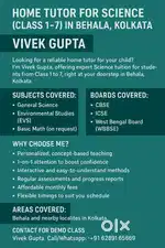Home Tutor for Science (Class 1–7) in Behala, Kolkata – Vivek Gupta