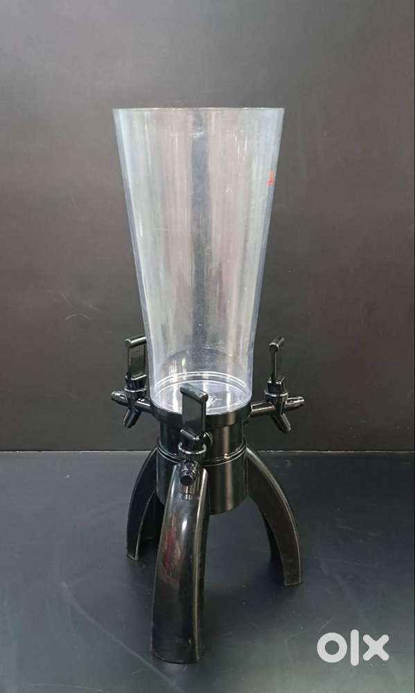 Black Beer Tower with 3 Taps and Ice Stick