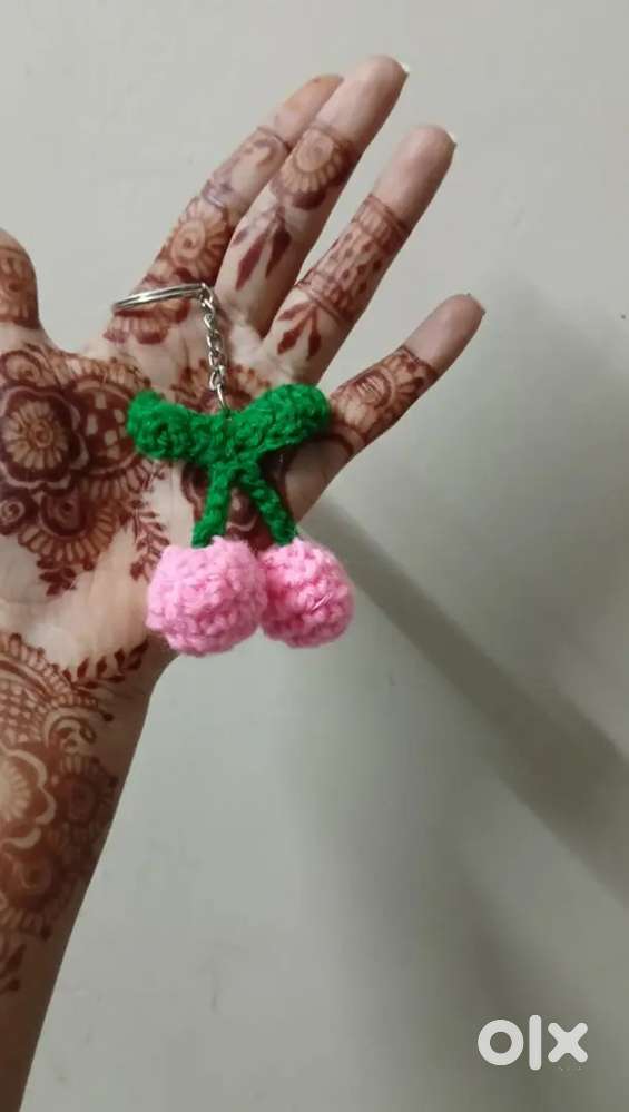 Crochet Cherry Keychain