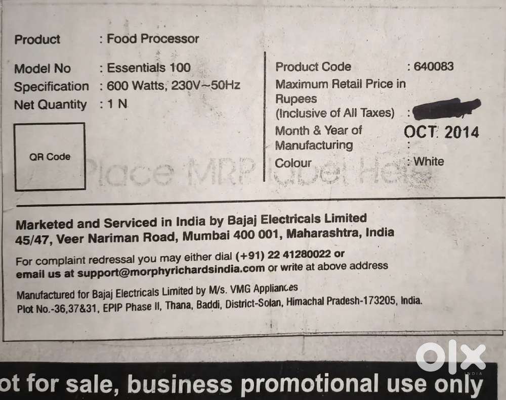 Morphy Richards Food Processor Essentials 100 - (Used)