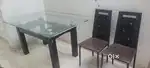 Glass top Dining table + 2 chair