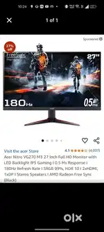 GAMING MONITOR 180HZ 2K RESOLUTION FOR VALORANT/CSGO/FORTNITE