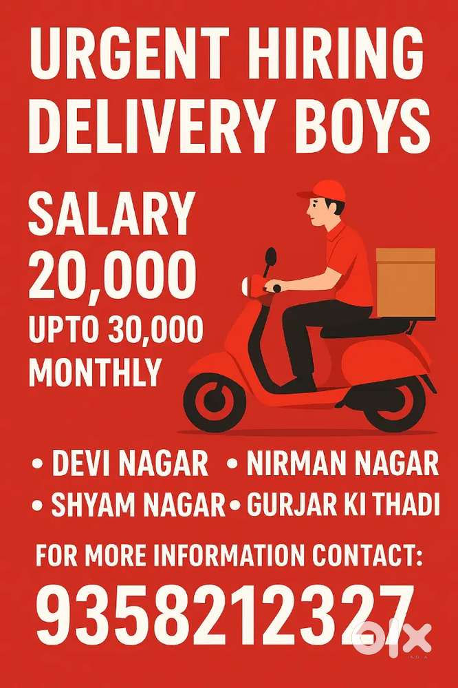 URGENT REQUIREMENT OF DELIVERY BOY'S