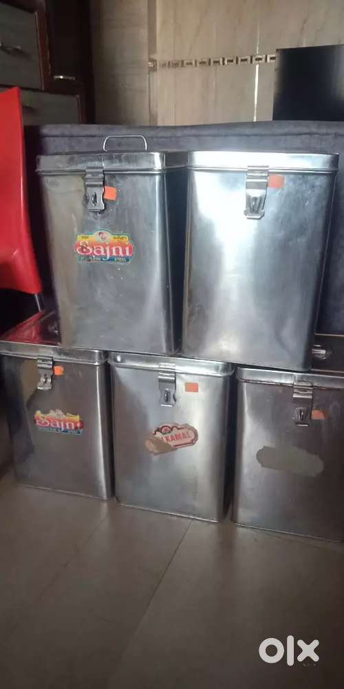 Stainless steel grain storage containers