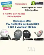SUNDIRECT ! TÀTA ! AIRTEL DTH SETTOP BOX ! PLÀY ! DISHTV VIDEOCON D2H