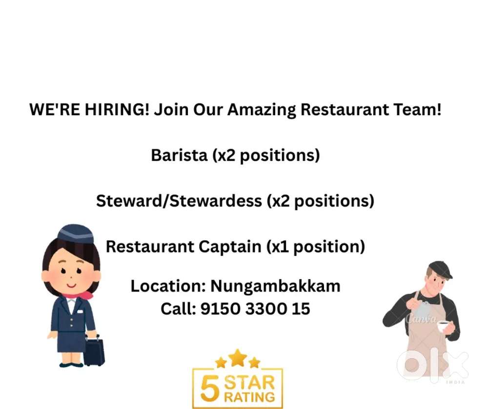 Urgent requirement for a restaurant