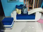 7 seater Sofa set with glass table,2 puffy and 1couch